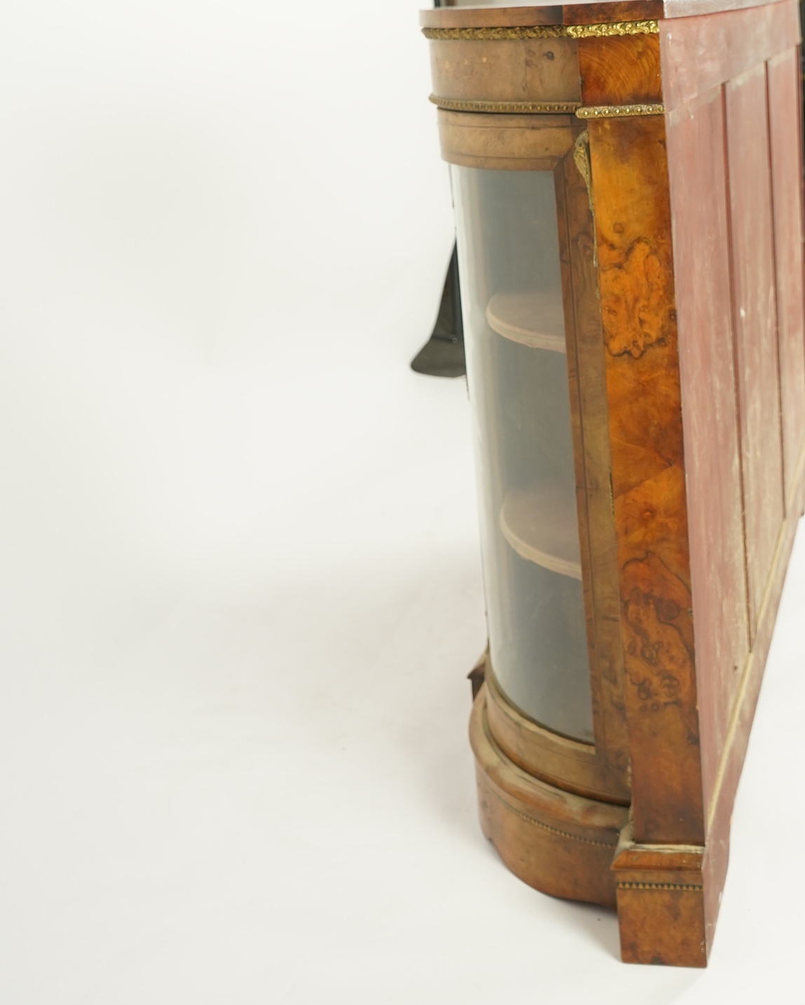 A Victorian marquetry inlaid, gilt metal mounted bowfront side cabinet